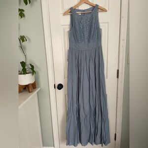 Azazie Blue Lace Maxi Dress